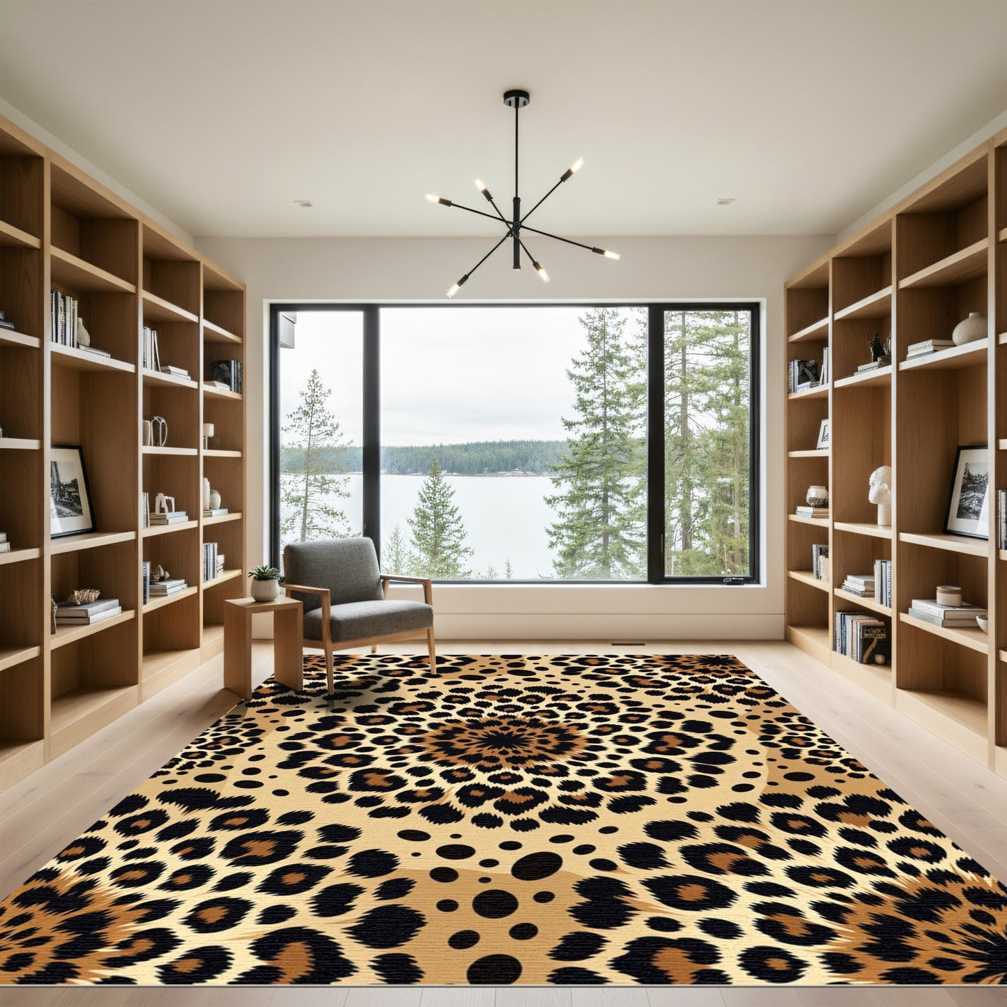 Golden Leopard Spot Mandala Rug