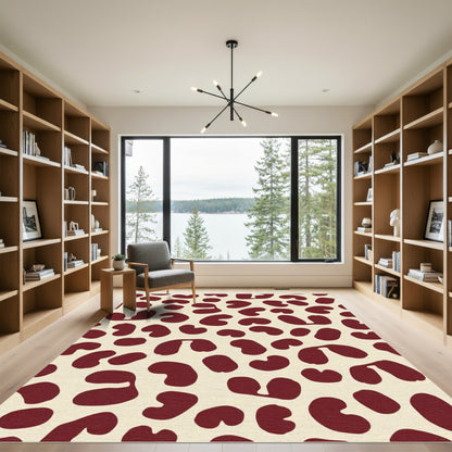 Deep Red Abstract Spots Rug