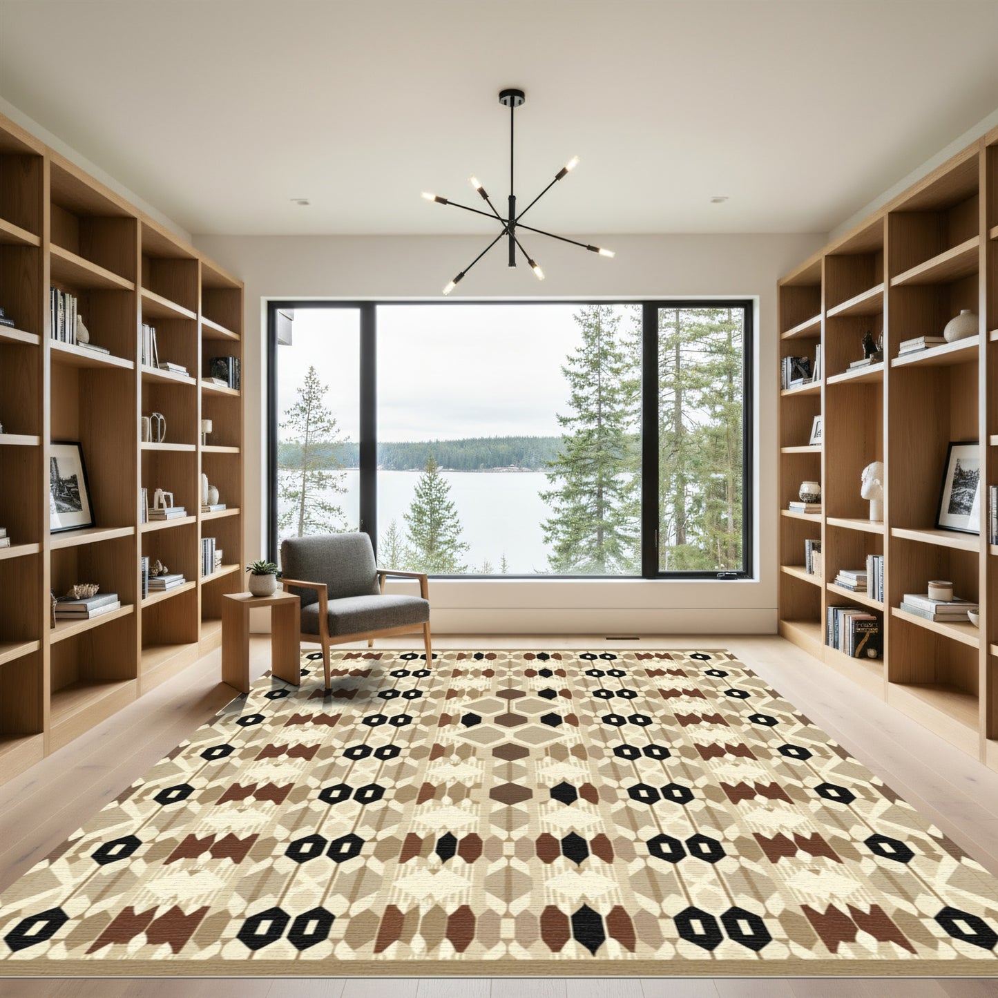 Earthy Geometric Diamond Medallion Rug
