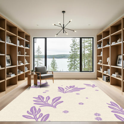 Lavender Leaf Spray And Stars Rug