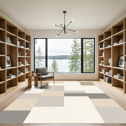 Neutral Tones Geometric Block Rug