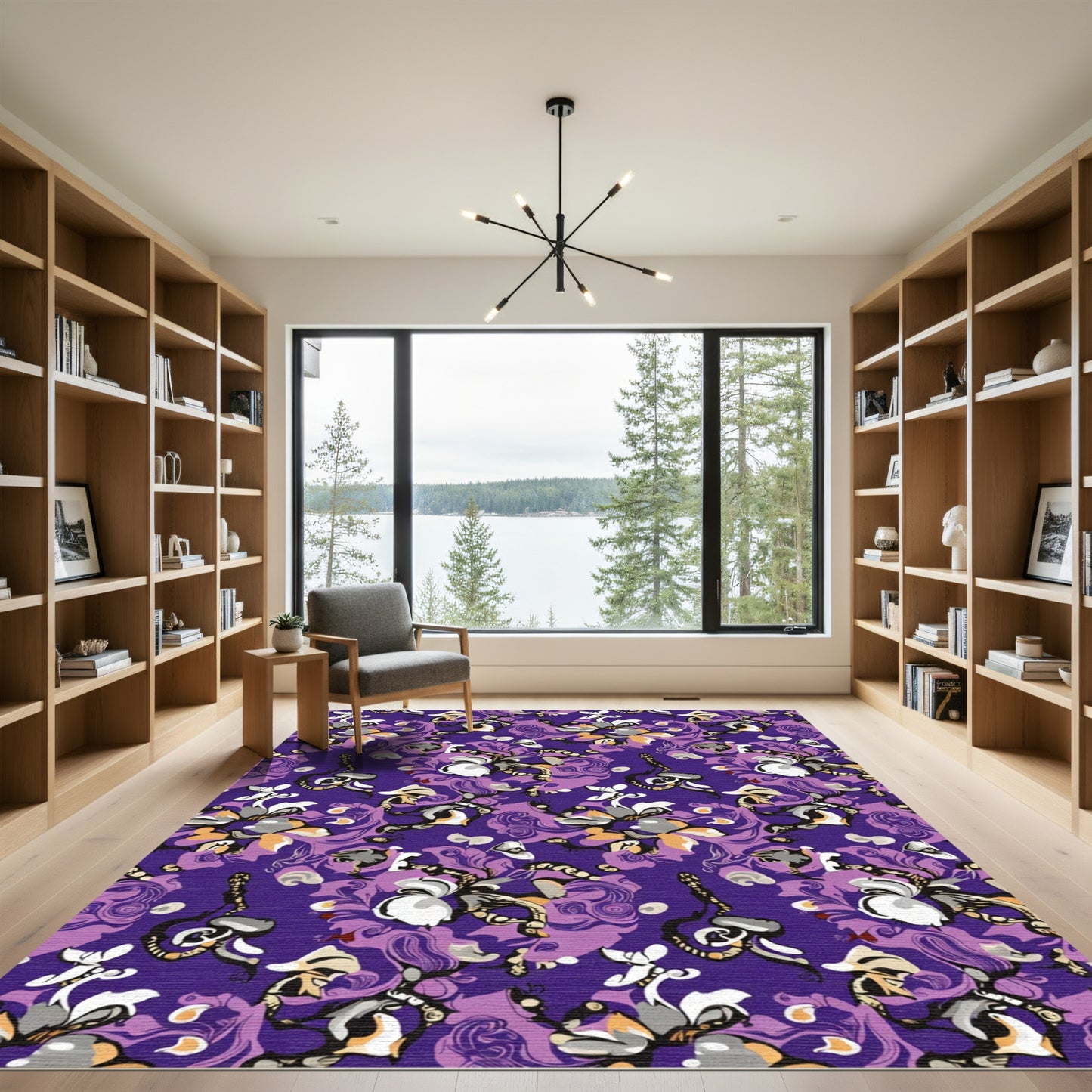 Orchid Purple Abstract Floral Swirl Rug