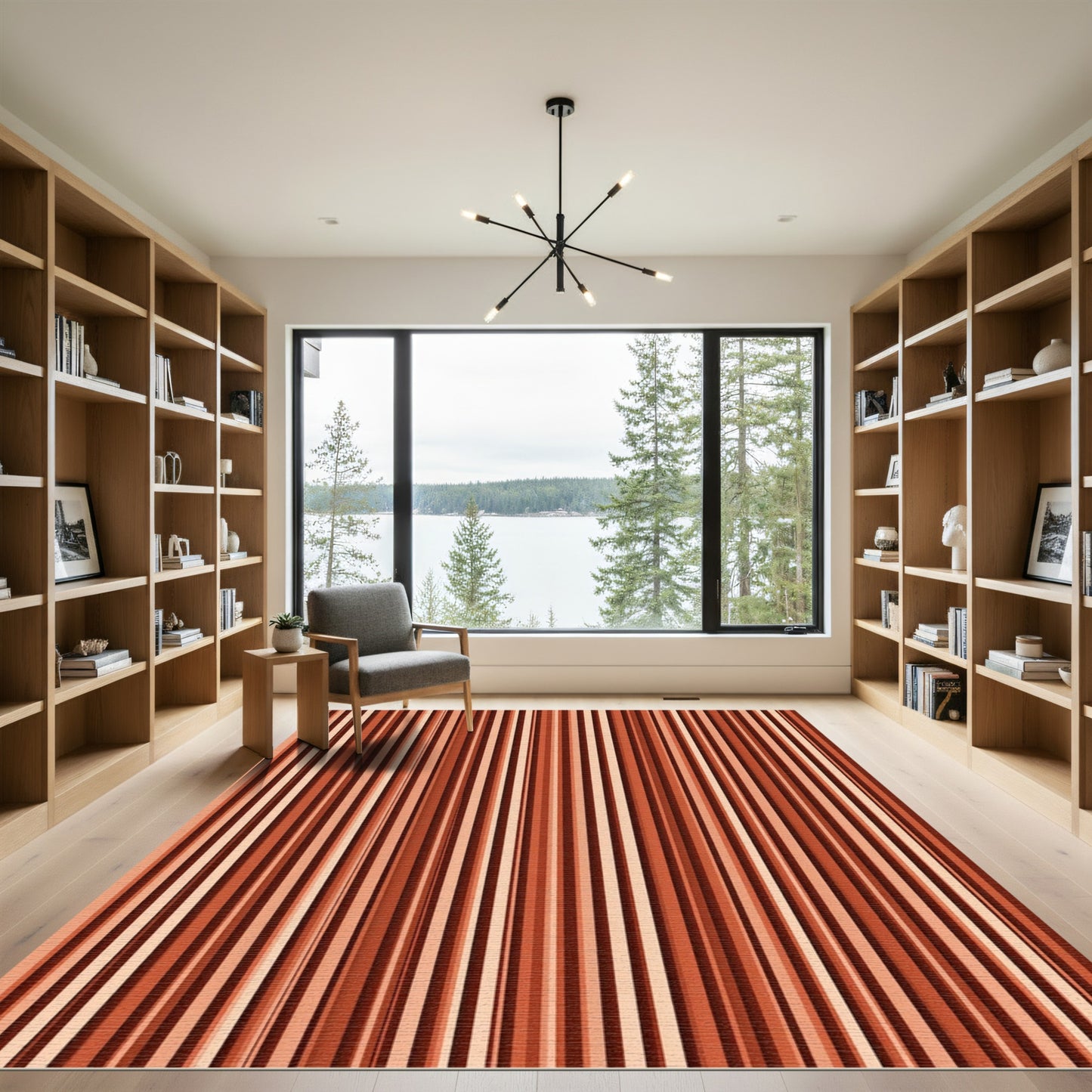 Warm Earth Tone Vertical Stripe Rug