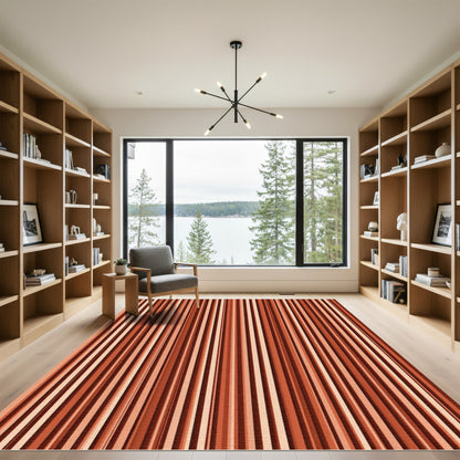 Warm Earth Tone Vertical Stripe Rug