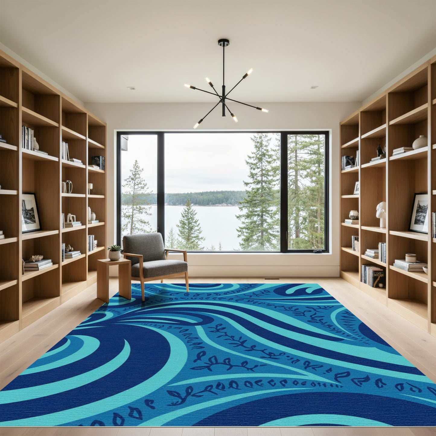 Deep Blue Swirl Flourish Rug