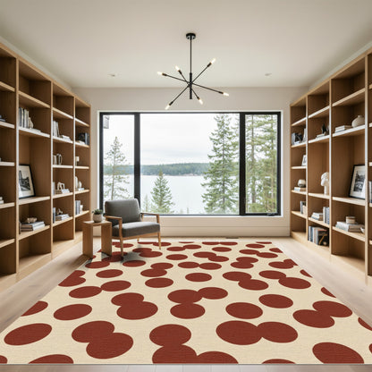 Tawny Red Casual Polka Dot Rug