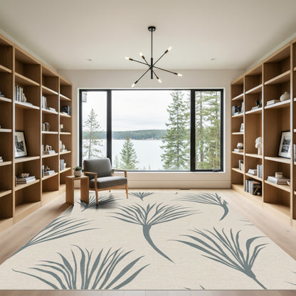 Gray Palm Frond Botanical Rug