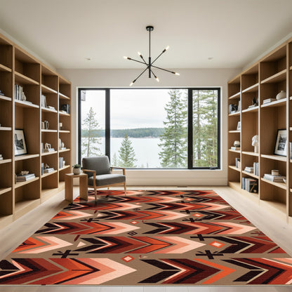 Earthy Sunset Geometric Chevron Arrow Rug