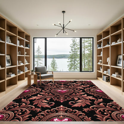 Regal Rose Gold Heart Garland Rug
