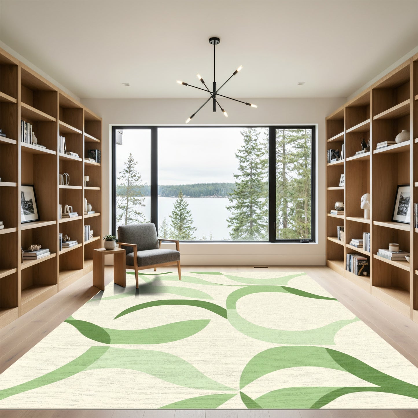Verdant Swirl Abstract Shapes Rug