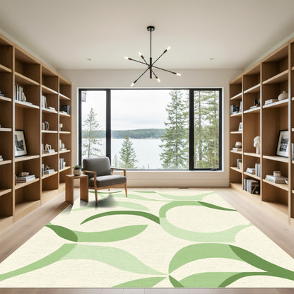 Verdant Swirl Abstract Shapes Rug