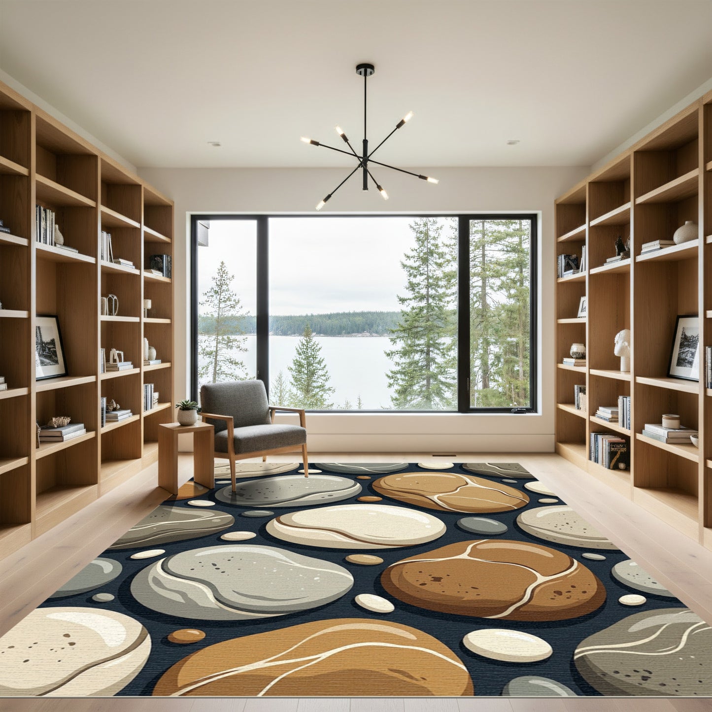Smooth Pebbles Terracotta Gray Earth Tone Rug