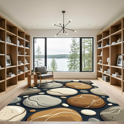 Smooth Pebbles Terracotta Gray Earth Tone Rug