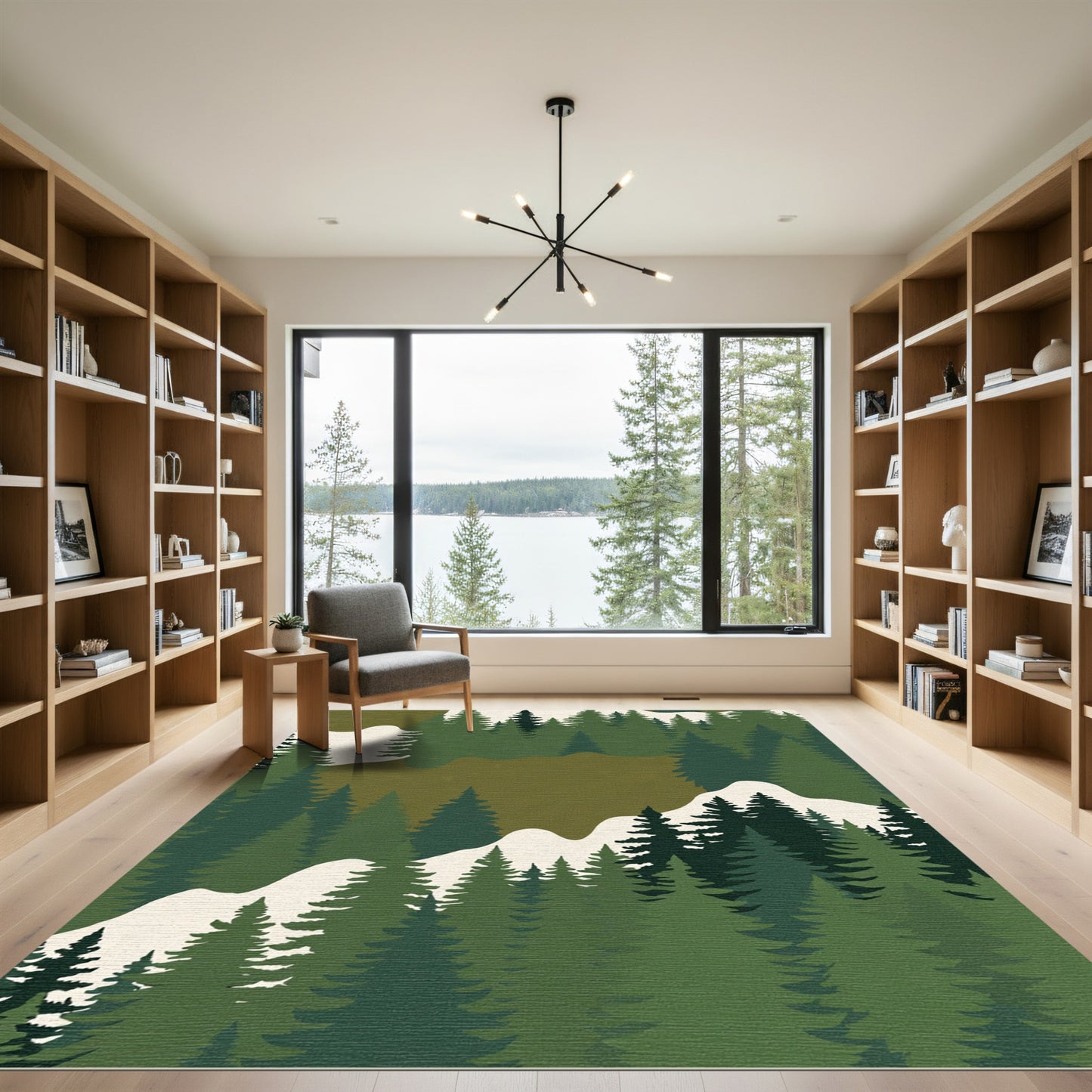 Woodland Evergreen Forest Landscape Rug