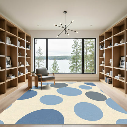 Mid Century Blue Dot Cluster Rug