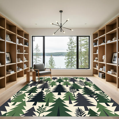 Modern Forest Pine Tree Evergreen Wallpaper Rug