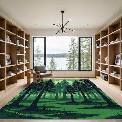Emerald Forest Moonlit Pines Rug