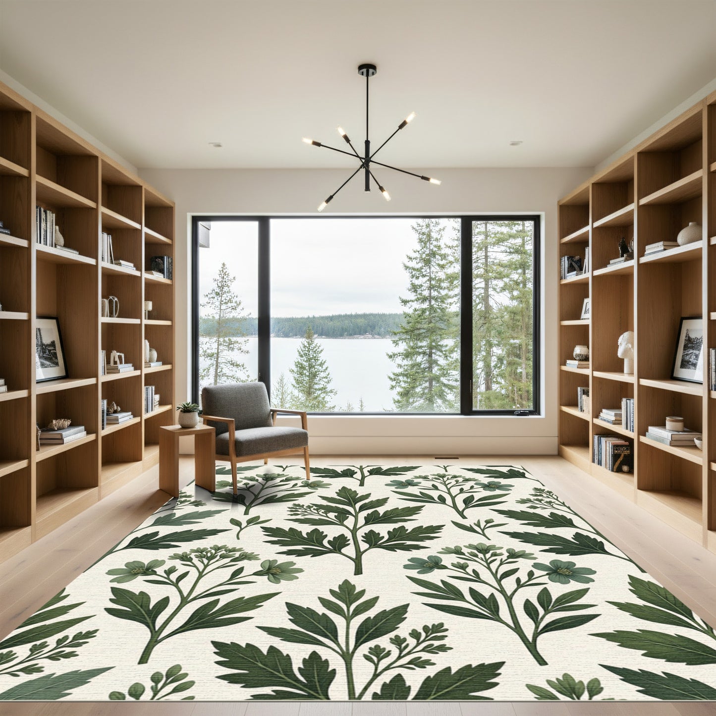Sage Botanical Herb Meadow Illustration Rug