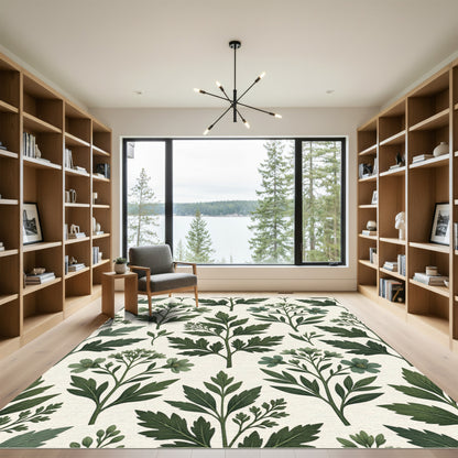 Sage Botanical Herb Meadow Illustration Rug