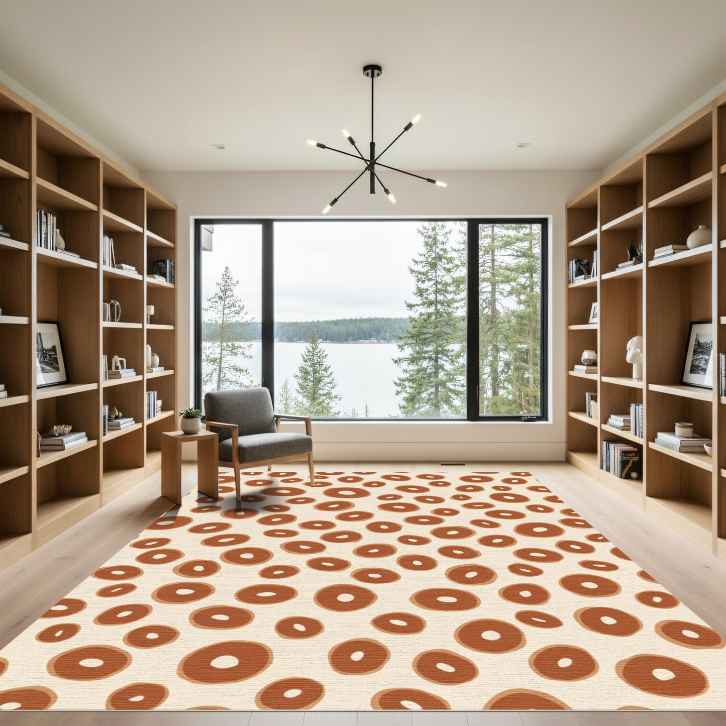 Terracotta Speckled Abstract Circle Rug