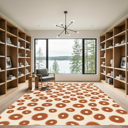 Terracotta Speckled Abstract Circle Rug