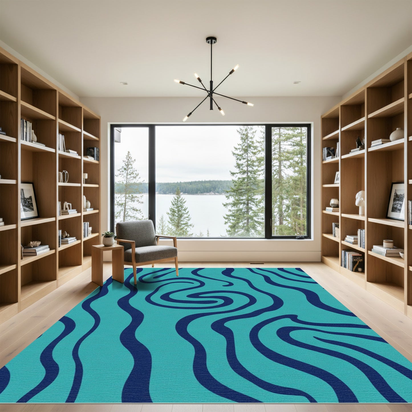 Ocean Aqua Swirl Fluid Rug
