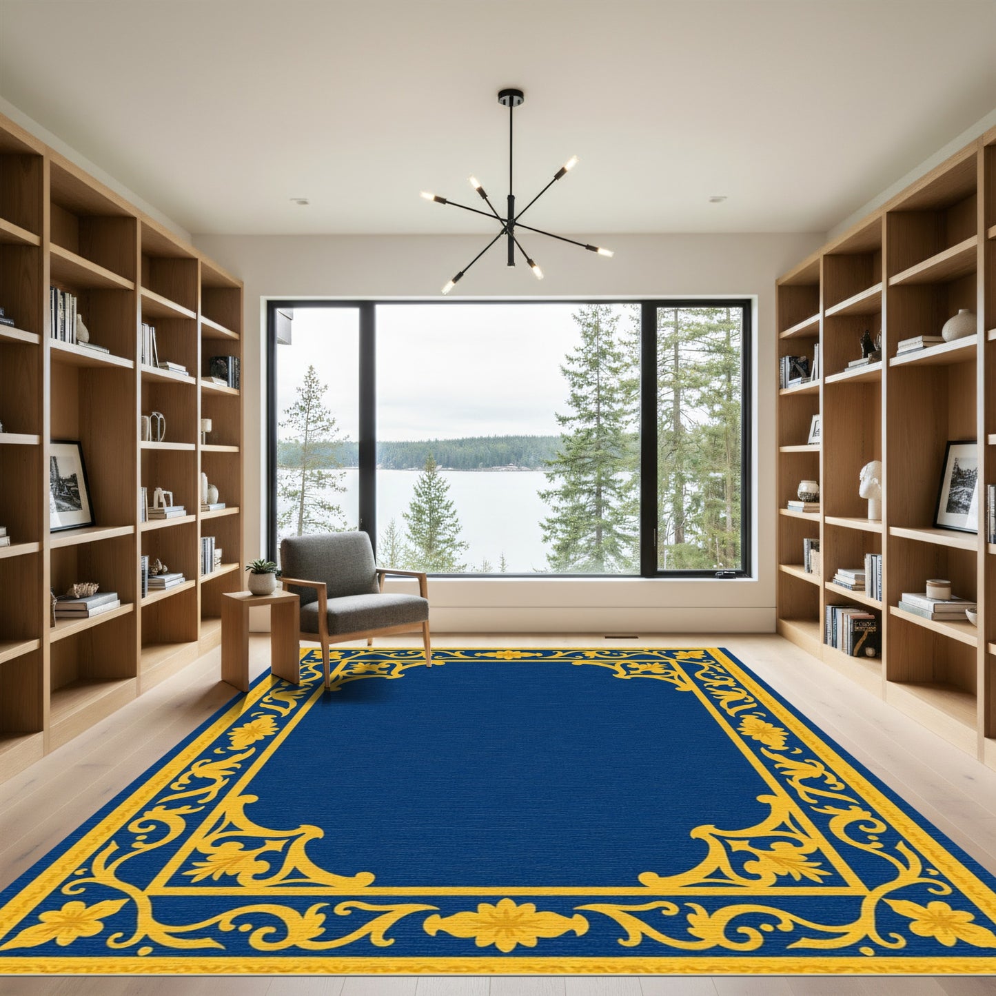 Gold Royal Floral Border Rug