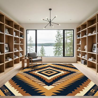 Earthy Geometric Diamond Step Rug