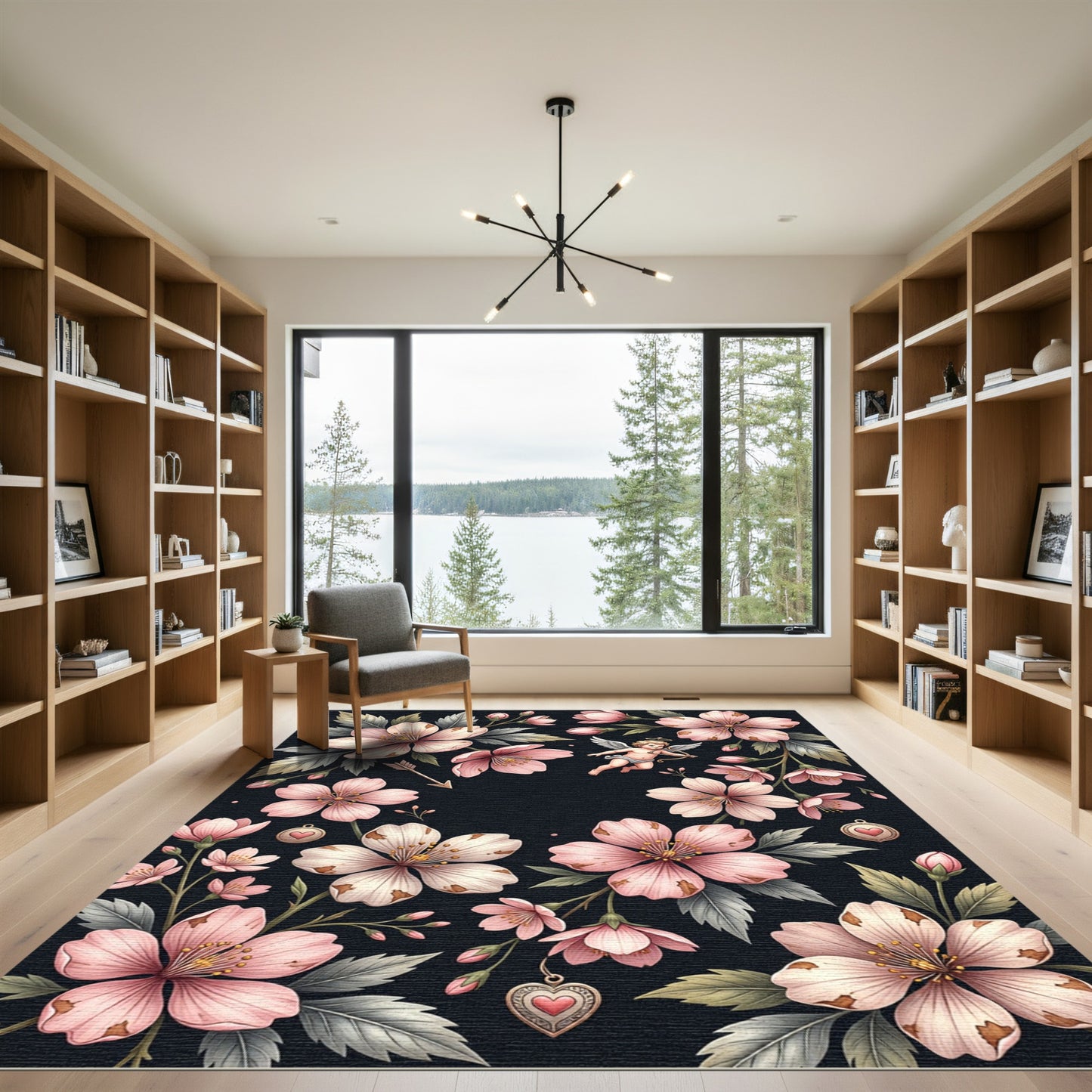 Romantic Pink Cherry Blossom Cupid Rug