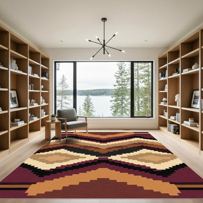 Muted Earth Toned Diamond Chevron Rug