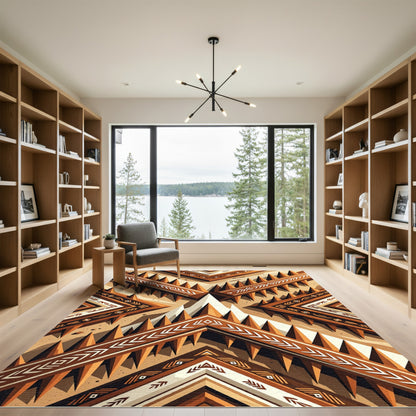 Earthy Geometric Tribal Arrows Rug