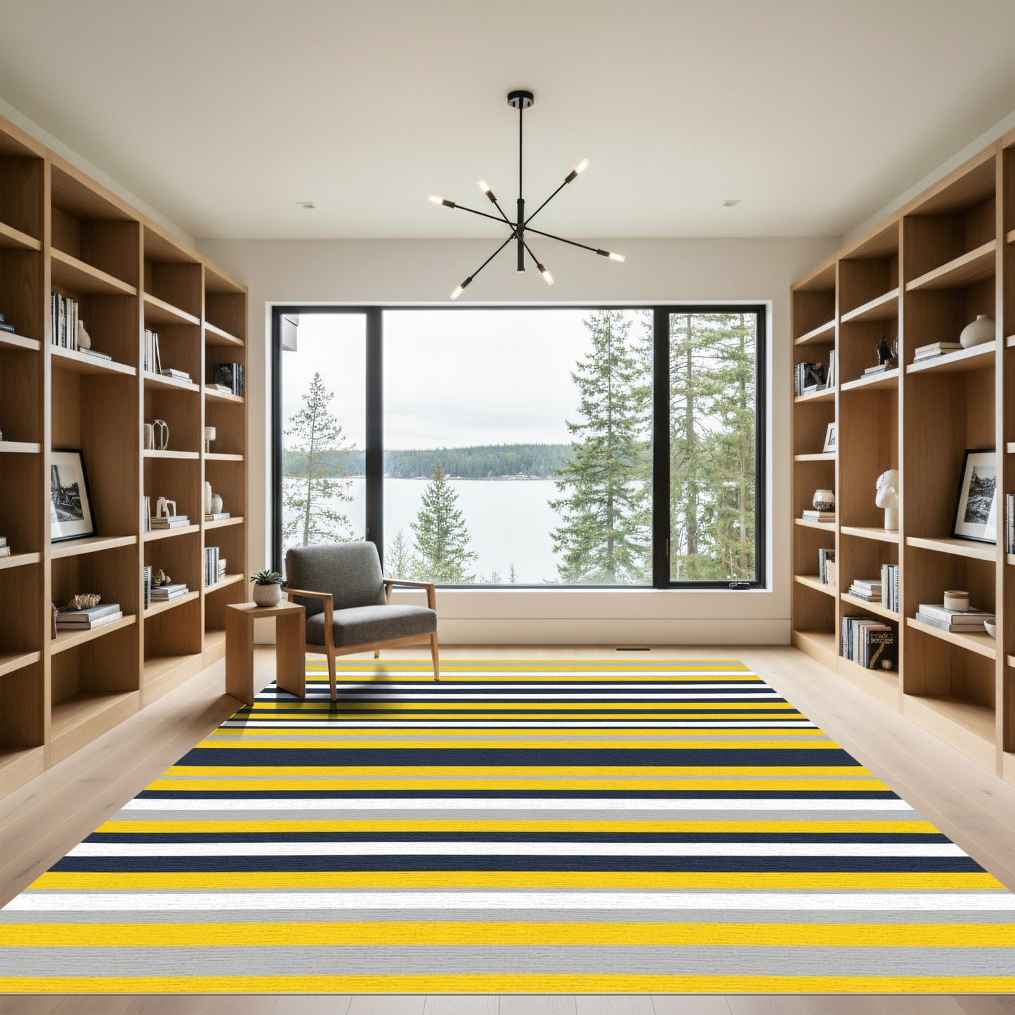 Bold Yellow Navy Stripe Rug