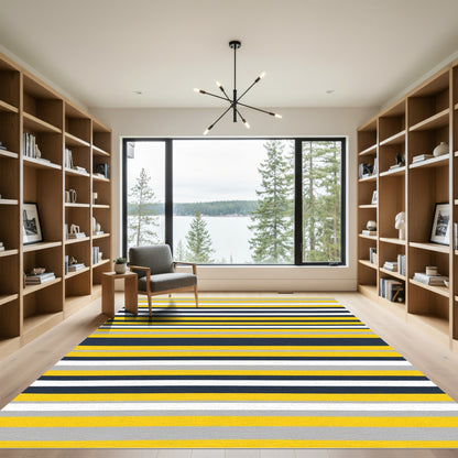 Bold Yellow Navy Stripe Rug