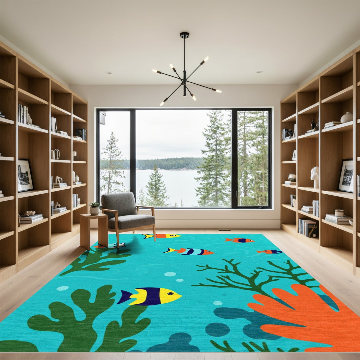 Colorful Underwater Fish Coral Scene Rug