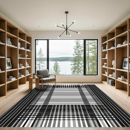 Monochromatic Linear Plaid Graphic Rug