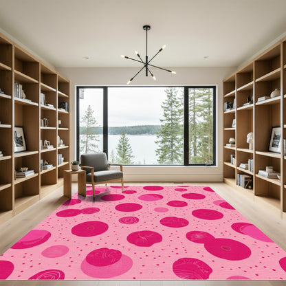 Pink Circles Scattered Blooms Rug