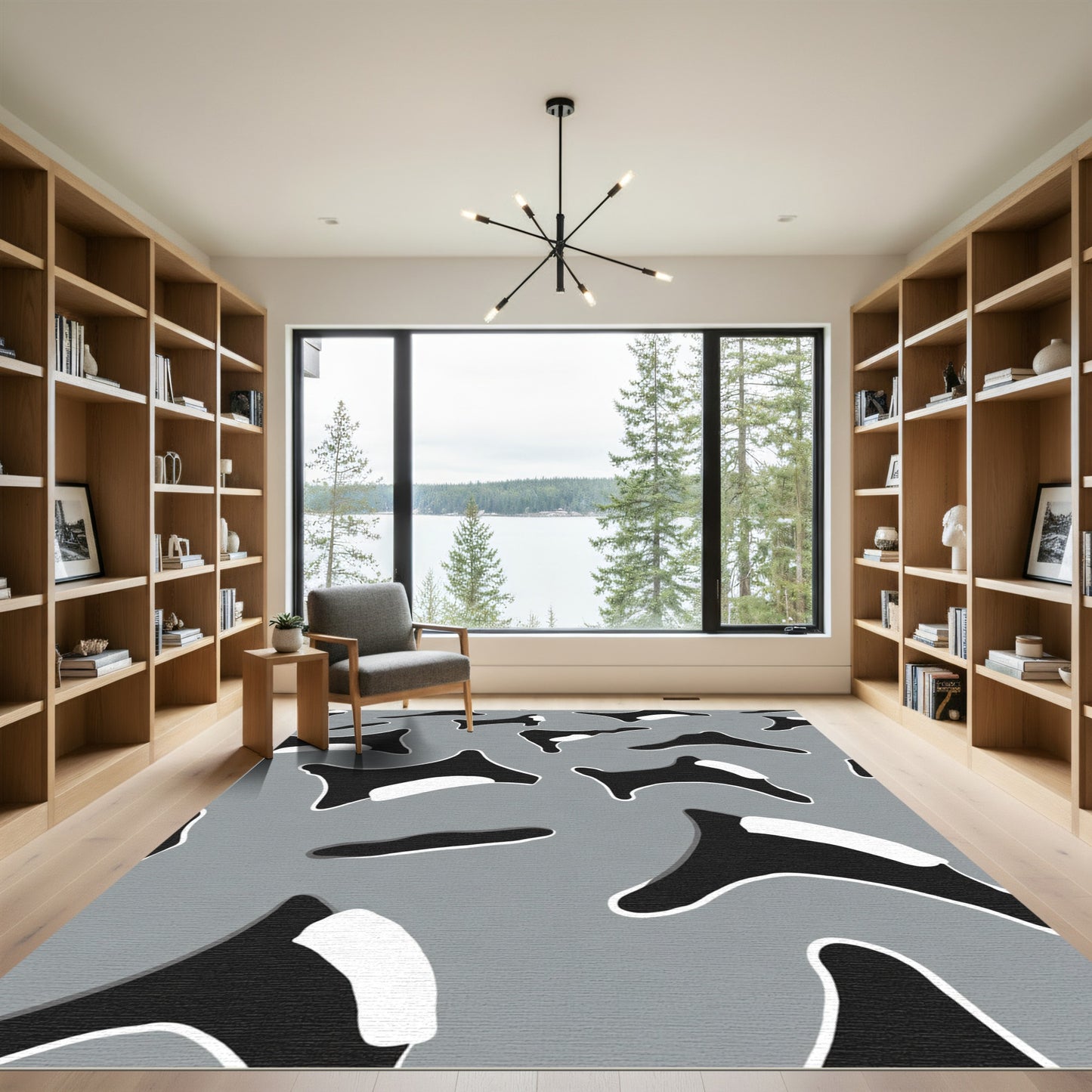 Monochromatic Orca Pod Pattern Rug