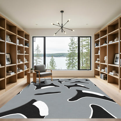 Monochromatic Orca Pod Pattern Rug