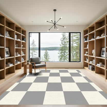Classic Gray Checkerboard Square Rug