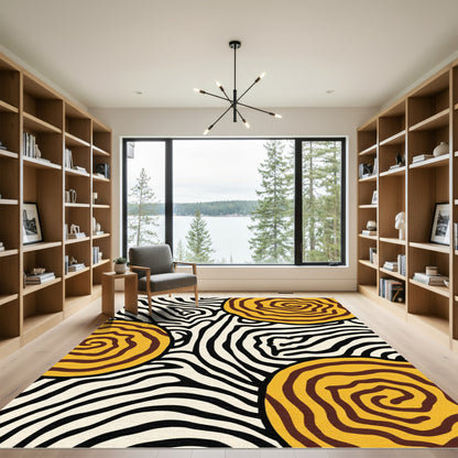 Abstract Swirl Zebra Cream Rug