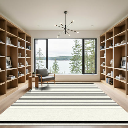 Cream and Black Stripe Rug