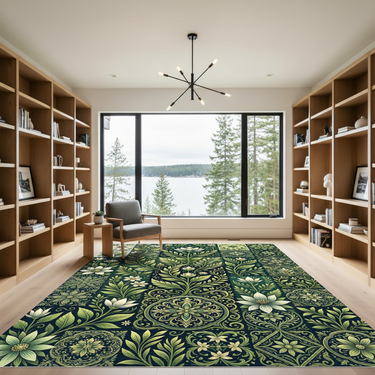 Emerald Garden Floral Medallion Tapestry Rug