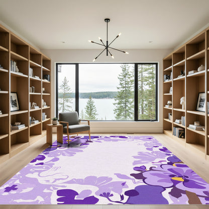 Lavender Floral Garland Frame Rug