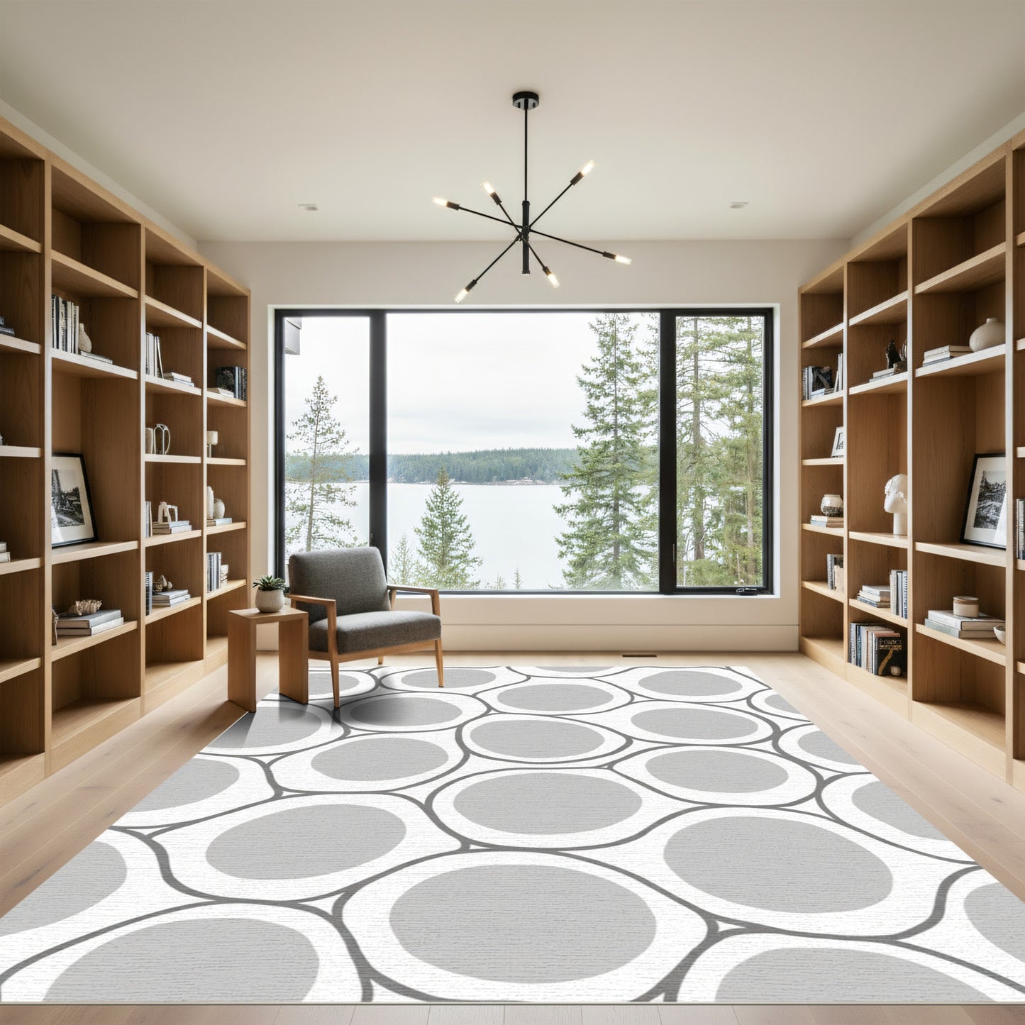 Abstract Gray Amorphous Ovals Rug