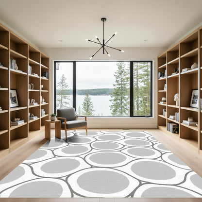 Abstract Gray Amorphous Ovals Rug