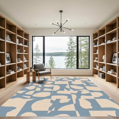Abstract Blue Organic Shapes Rug