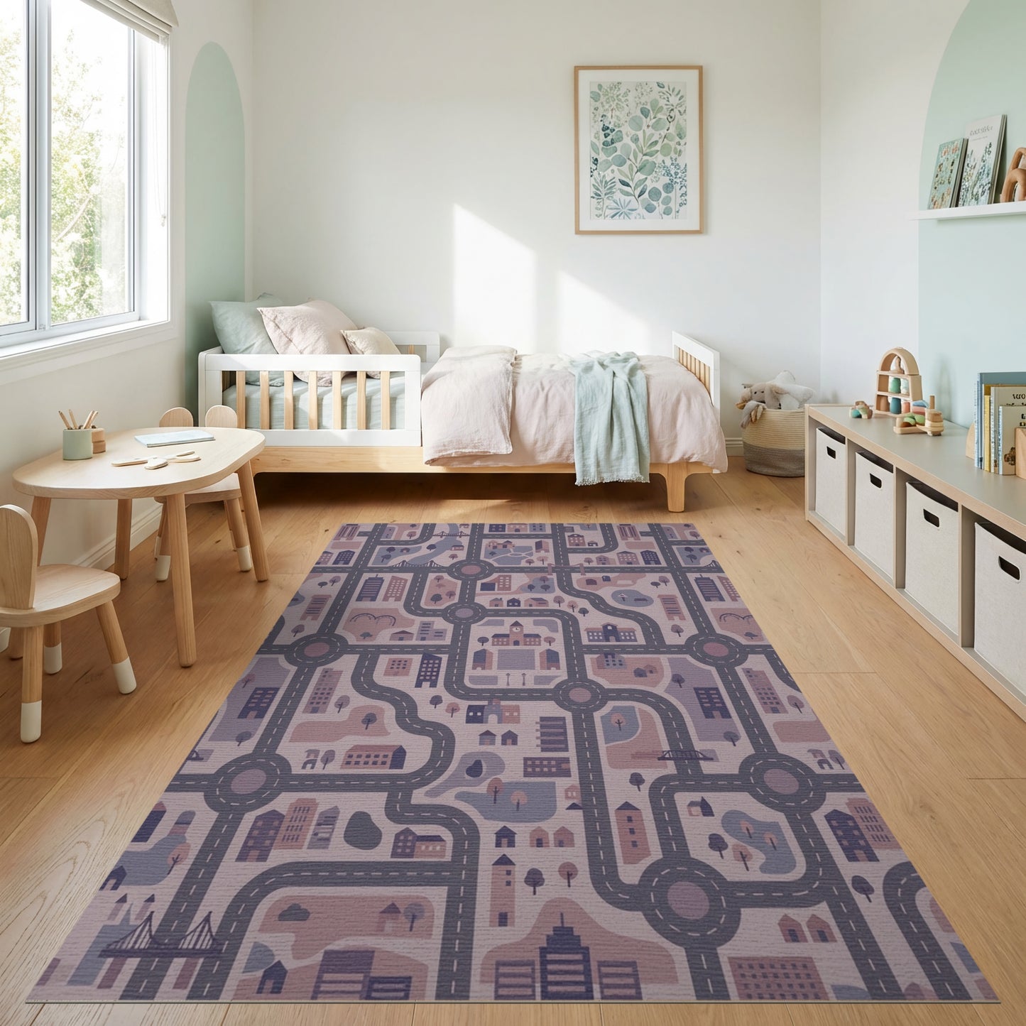Purple City Street Grid Rug