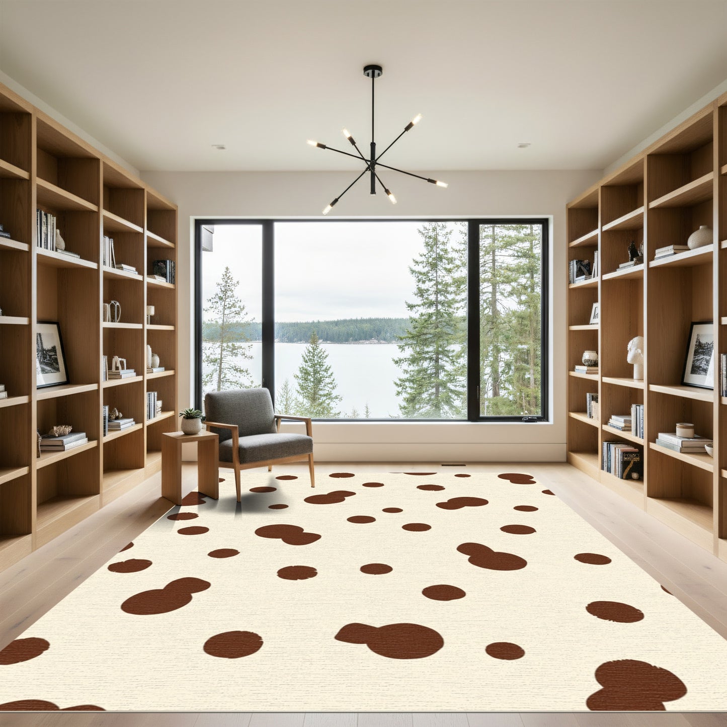 Cream Brown Spotty Scatter Rug