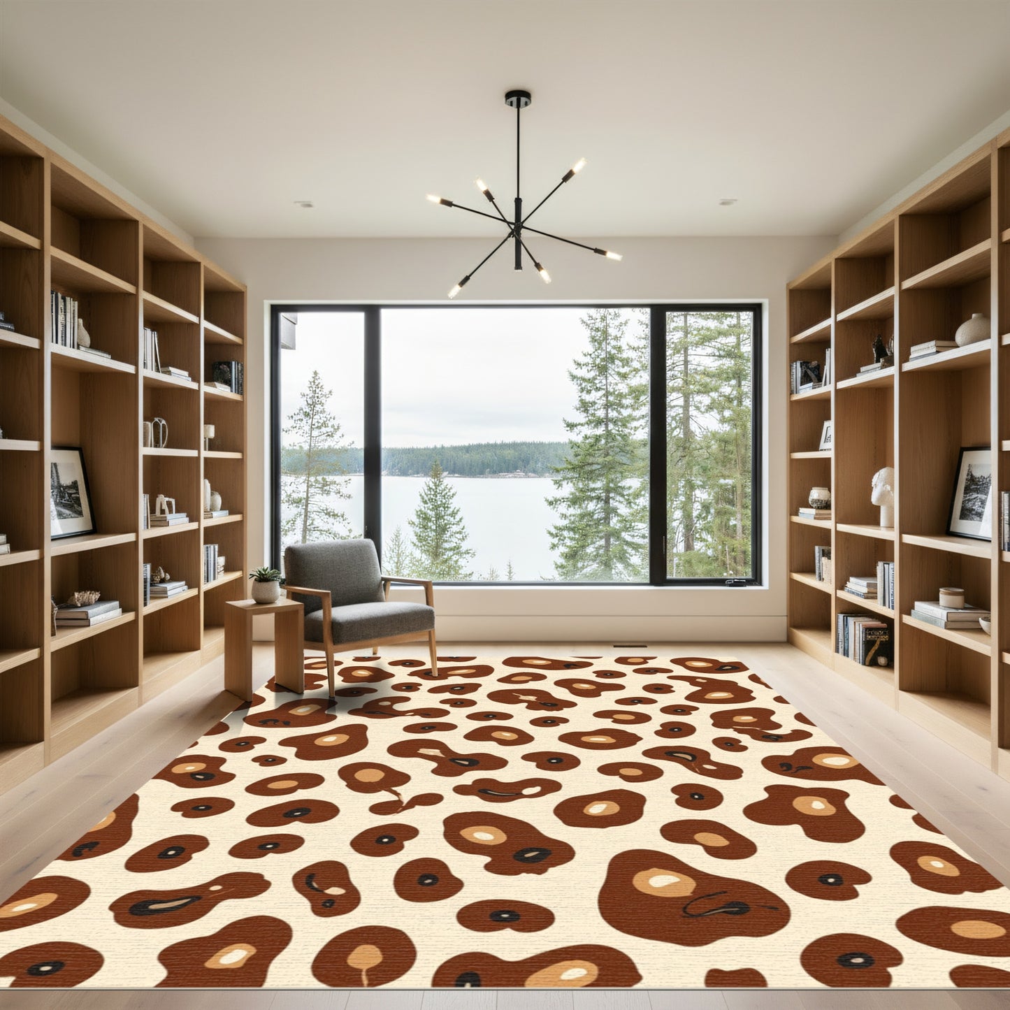 Brown Cream Spotted Leopard Rug