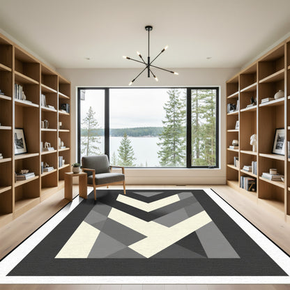 Modern Gray Abstract Chevron Rug